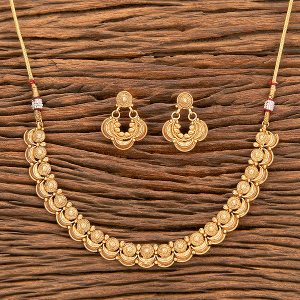 Antique Plain Matte Gold Necklace With Matte Gold Plating 218393