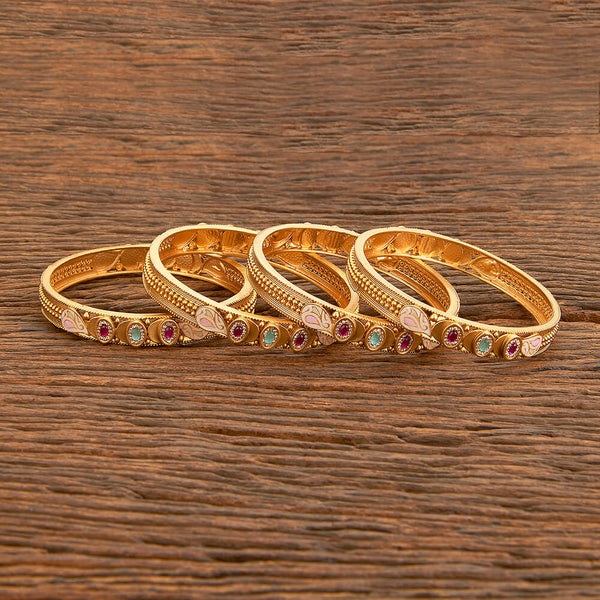 Antique Meenakari Bangles With Matte Gold Plating 218436