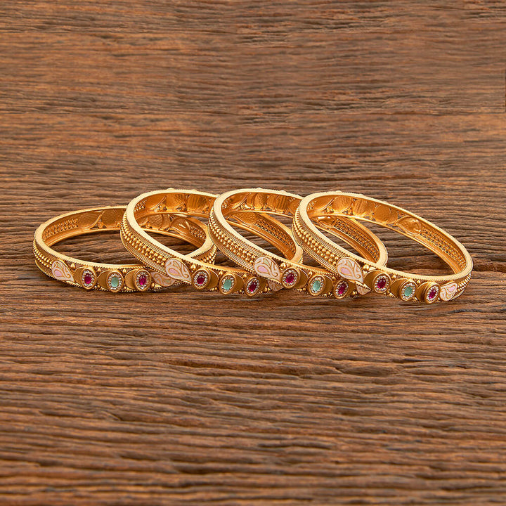 Antique Meenakari Bangles With Matte Gold Plating 218436