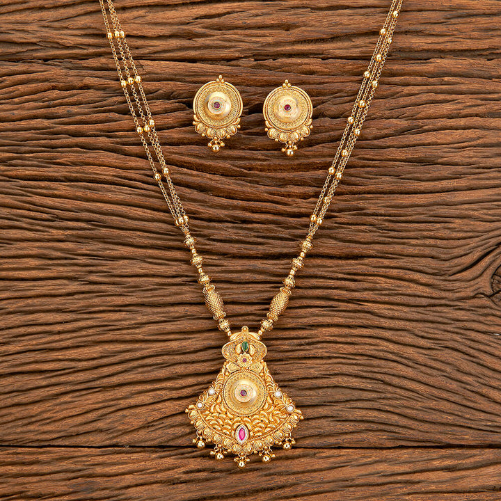 Antique Mala Pendant Set With Gold Plating 218443