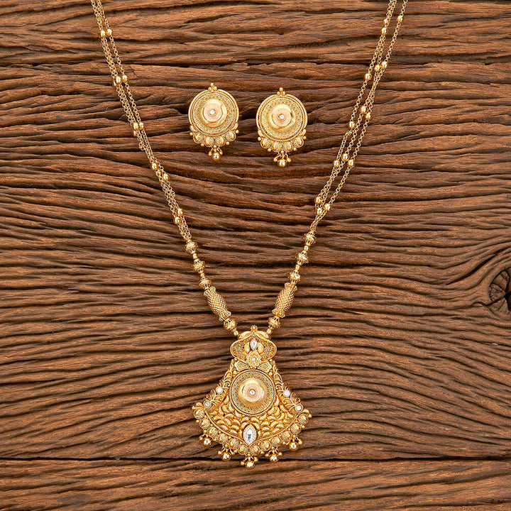 Antique Mala Pendant Set With Gold Plating 218443