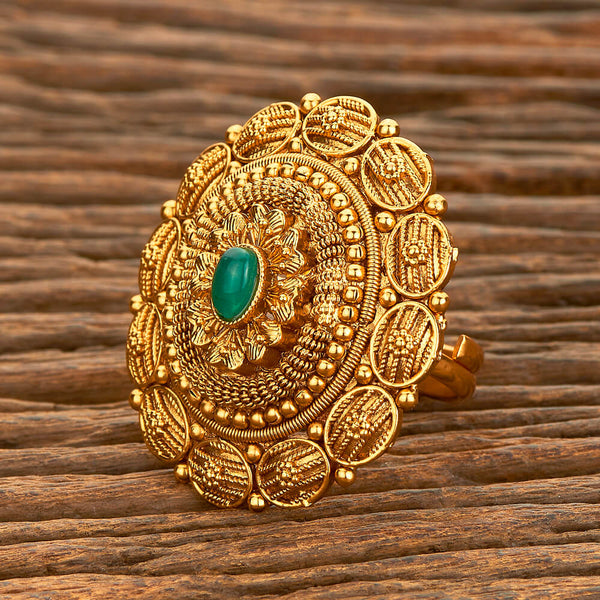 Antique Adjustable Ring With Matte Gold Plating 218523