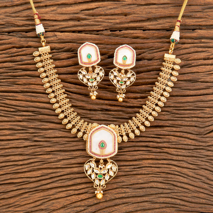 Antique Classic Necklace With Matte Gold Plating 218525