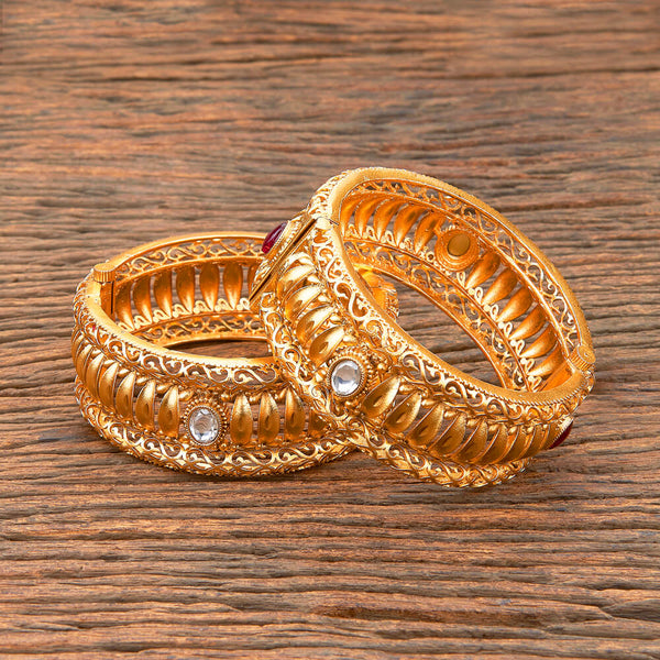 Antique Openable Bangles With Matte Gold Plating 218568