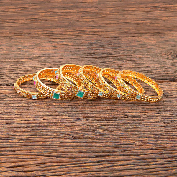 Antique Classic Bangles With Matte Gold Plating 218588