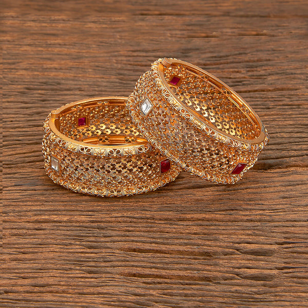 Antique Openable Bangles With Matte Gold Plating 218697