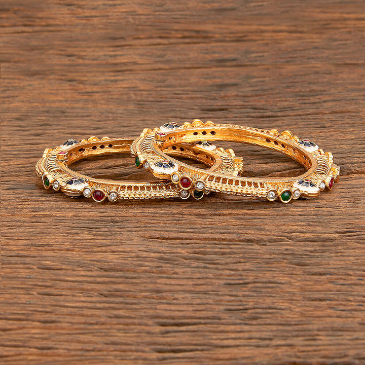 Antique Meenakari Bangles With Matte Gold Plating 218700