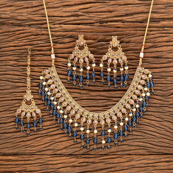 Antique Moti Necklace With Gold Plating 218753