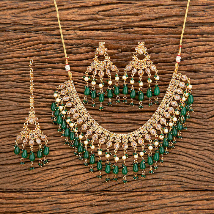 Antique Moti Necklace With Gold Plating 218753