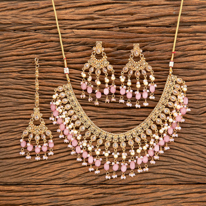 Antique Moti Necklace With Gold Plating 218753