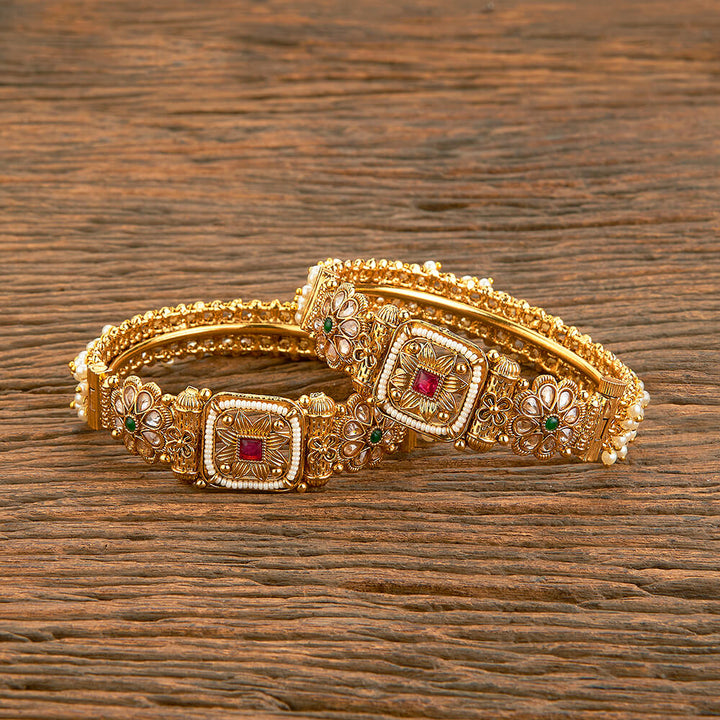 Antique Moti Bangles With Gold Plating 218941