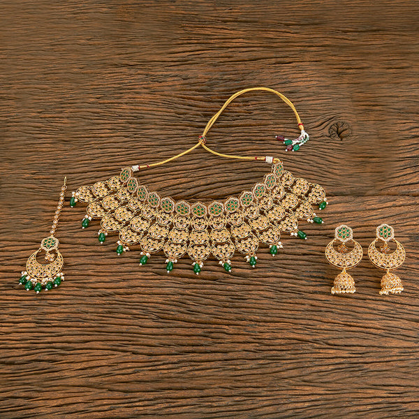 Antique Moti Necklace With Gold Plating 218978