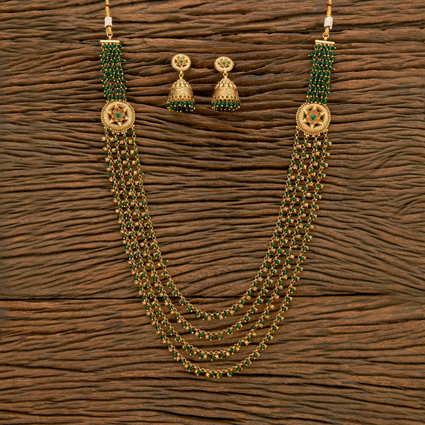 Antique Long Necklace With Matte Gold Plating 218994