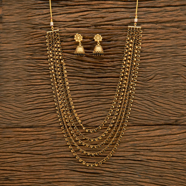 Antique Long Necklace With Matte Gold Plating 218995