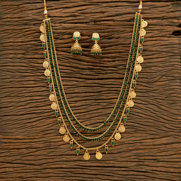 Antique Temple Necklace With Matte Gold Plating 218997