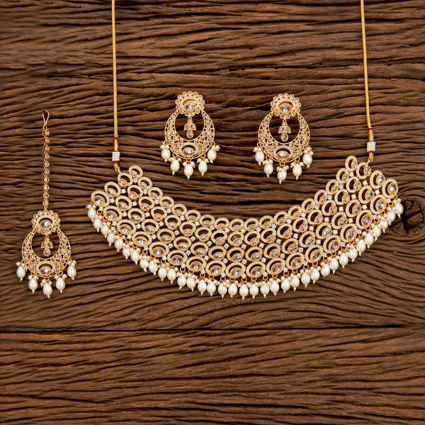 Antique Pearl Necklace With Gold Plating 219009