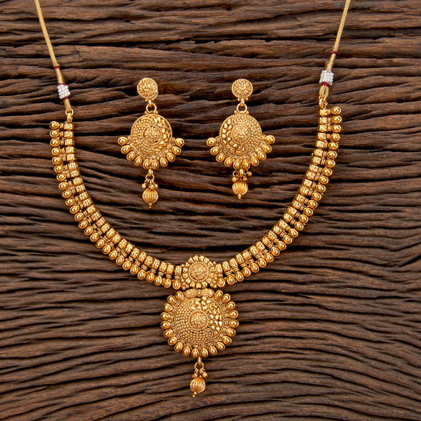 Antique Plain Gold Necklace With Gold Plating 219056