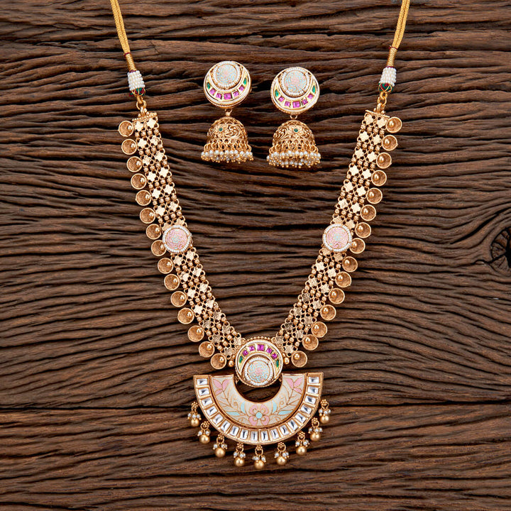 Antique Meenakari Necklace With Matte GoldPlating 219088