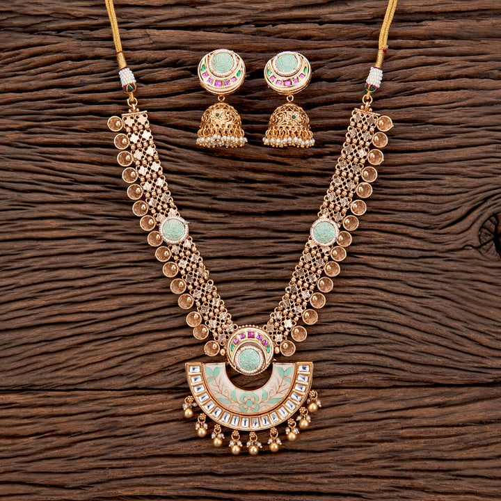 Antique Meenakari Necklace With Matte GoldPlating 219088