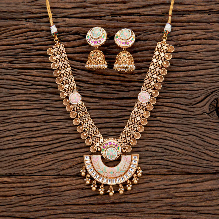 Antique Meenakari Necklace With Matte GoldPlating 219088