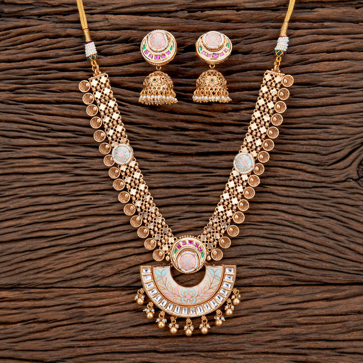 Antique Meenakari Necklace With Matte GoldPlating 219088