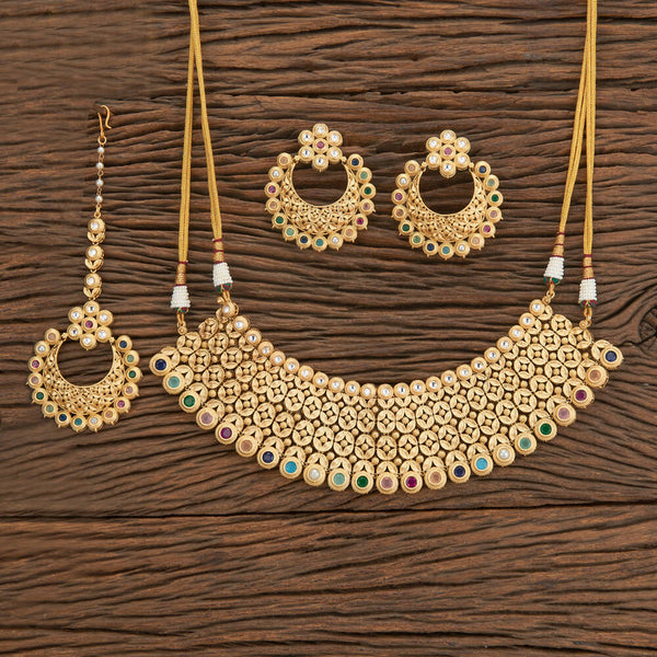 Antique Mukut Necklace With Matte Goldplating 219170