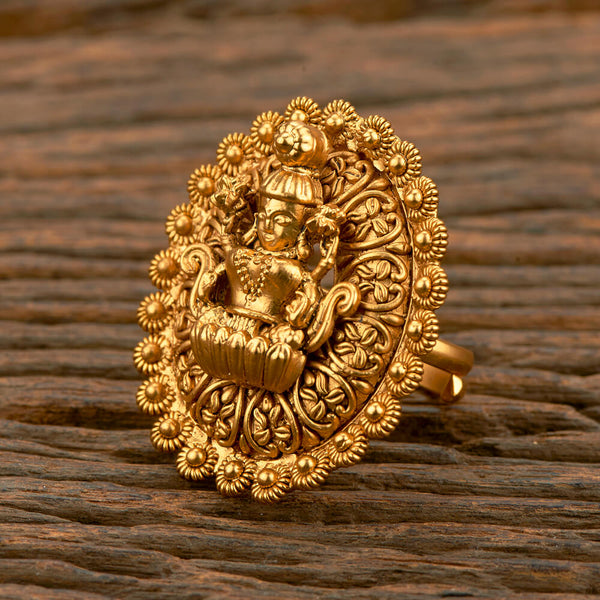 Antique Temple Ring With Matte Gold Plating 219195