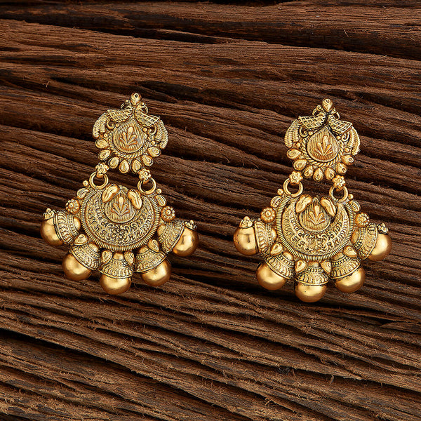 Antique Peacock Earring With Matte Gold Plating 219197
