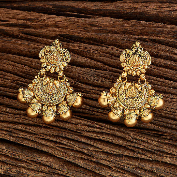 Antique Peacock Earring With Matte Gold Plating 219197