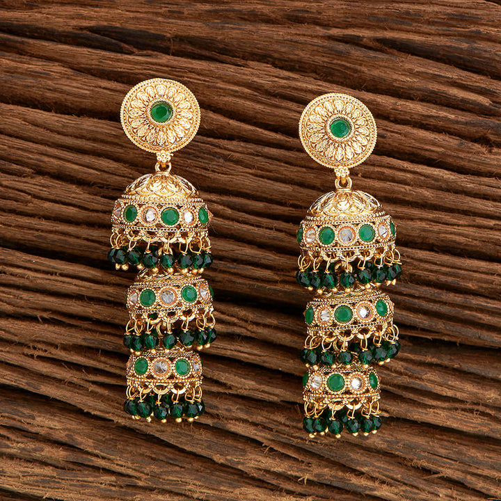 Antique Triple Jhumki With Gold Plating 219209
