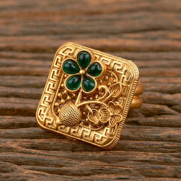 219221 Antique Adjustable Ring With Matte Gold Plating