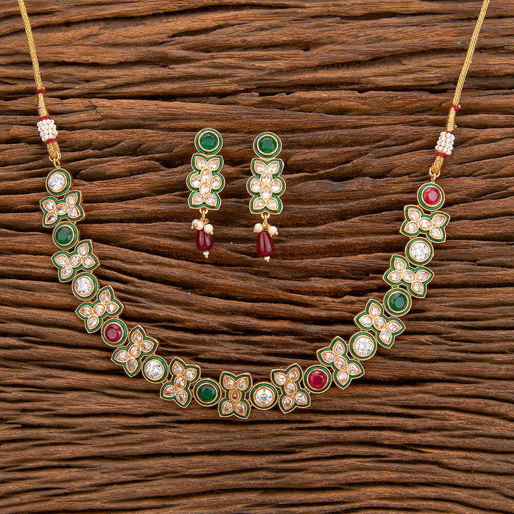 Antique Meenakari Necklace With Gold Plating 219298