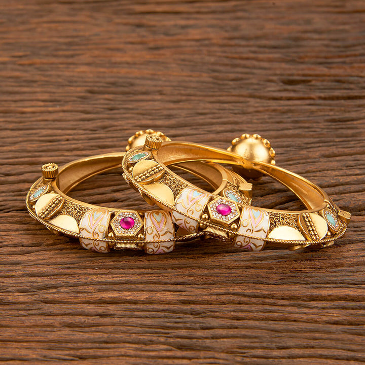 Antique Meenakari Bangles With Matte Gold Plating 219326