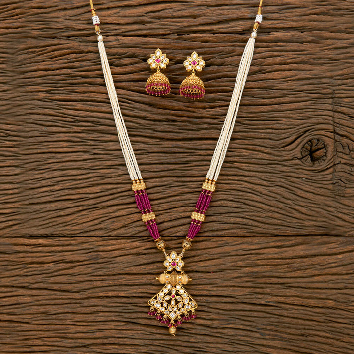 Antique Mala Pendant Set With Gold Plating 219508