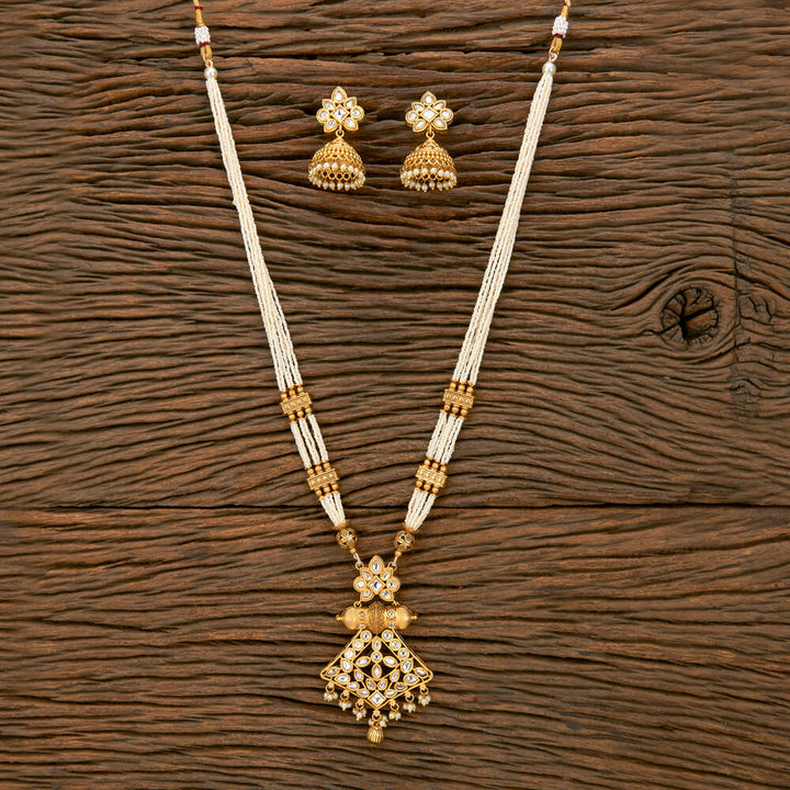 Antique Mala Pendant Set With Gold Plating 219508