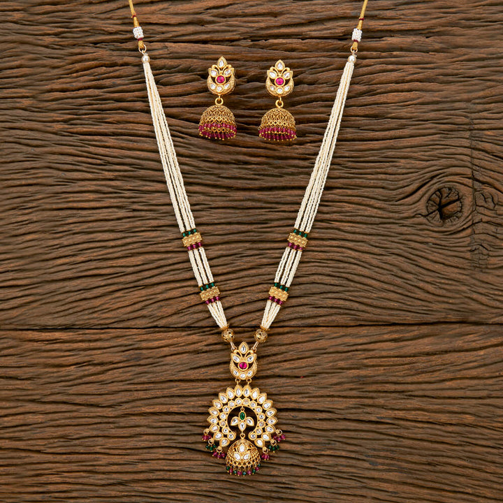 Antique Mala Pendant Set With Gold Plating 219509