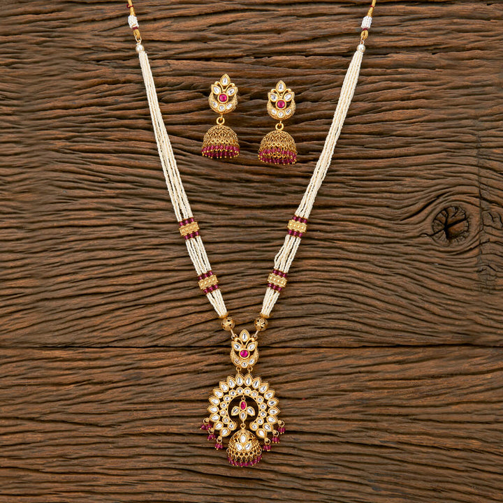 Antique Mala Pendant Set With Gold Plating 219509