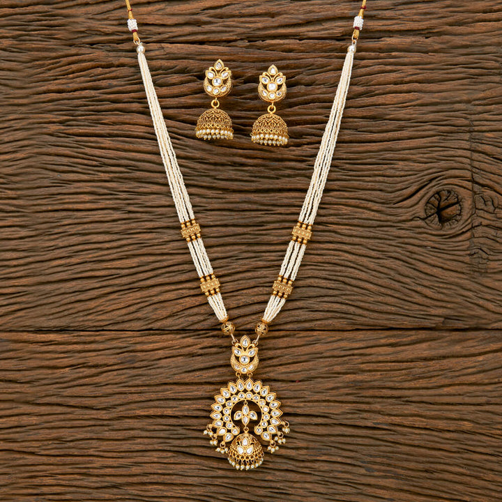 Antique Mala Pendant Set With Gold Plating 219509