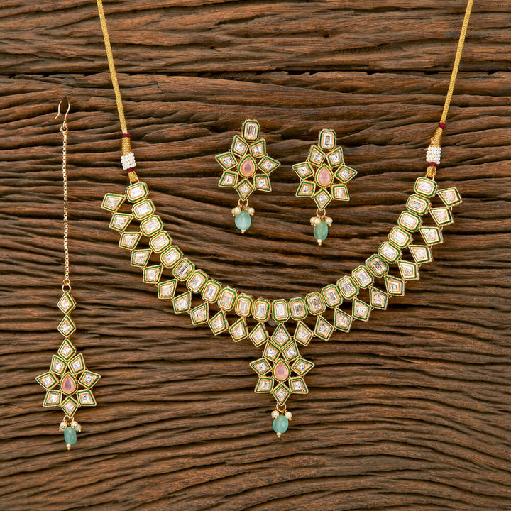 Antique Meenakari Necklace With Gold Plating 219540