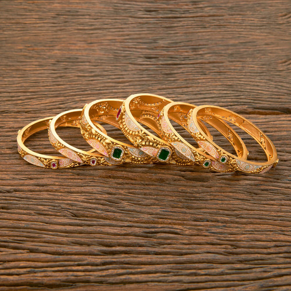 Antique Meenakari Bangles With Matte Gold Plating 219567