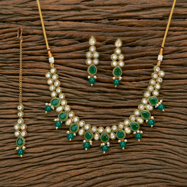 Antique Moti Necklace With Gold Plating 219598