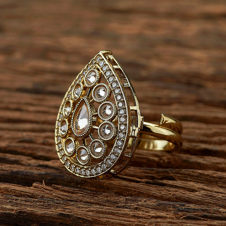 Antique Adjustable Ring With Mehndi Plating 219666