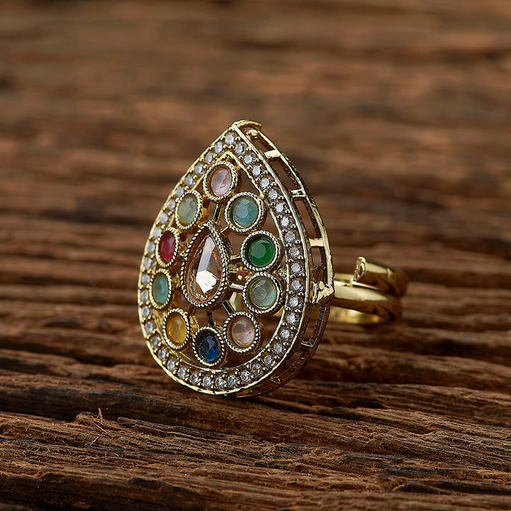 Antique Adjustable Ring With Mehndi Plating 219666