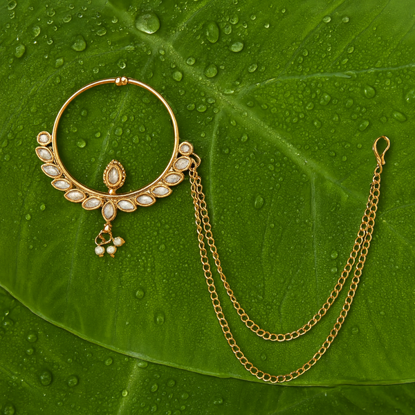 219727 Antique Pressing Nose Ring With Mehndi Plating
