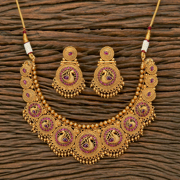 Antique Classic Necklace With Matte Gold Plating 219737