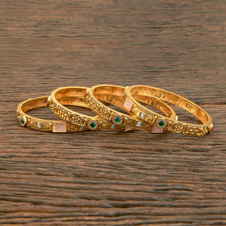 Antique Meenakari Bangles With Matte Gold Plating 219770