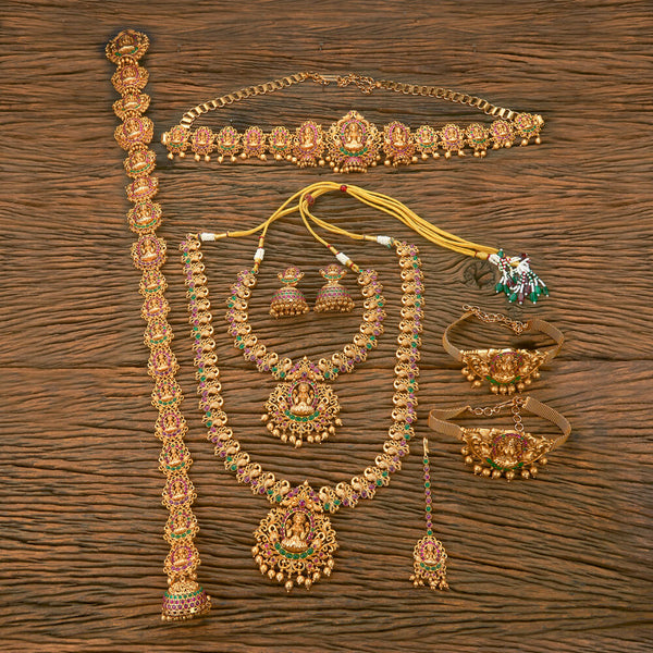 Antique Classic Bridal Sets With Matte Gold Plating 219918