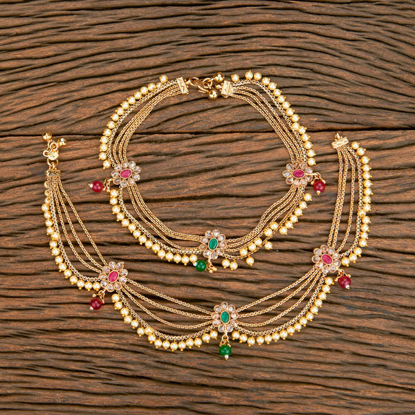 Antique Moti Payal With Gold Plating 219966