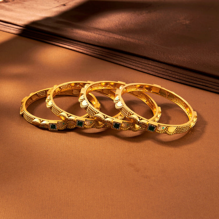 Antique Classic Bangles With Matte Gold Plating 220037