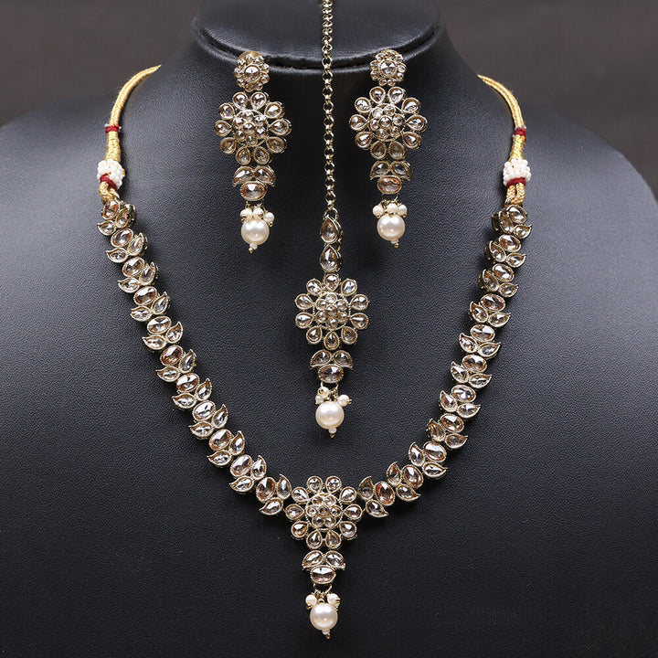 Antique Delicate Necklace With Mehndi Plating 220042